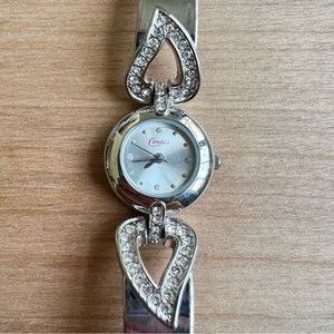 Candie’s ladies silver tone heart bracelet fashion watch NEW BATTERY